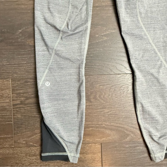 Lululemon Inspire Tight II Gray /Black zip Pockets Mesh Panels Womens - Picture 5 of 8
